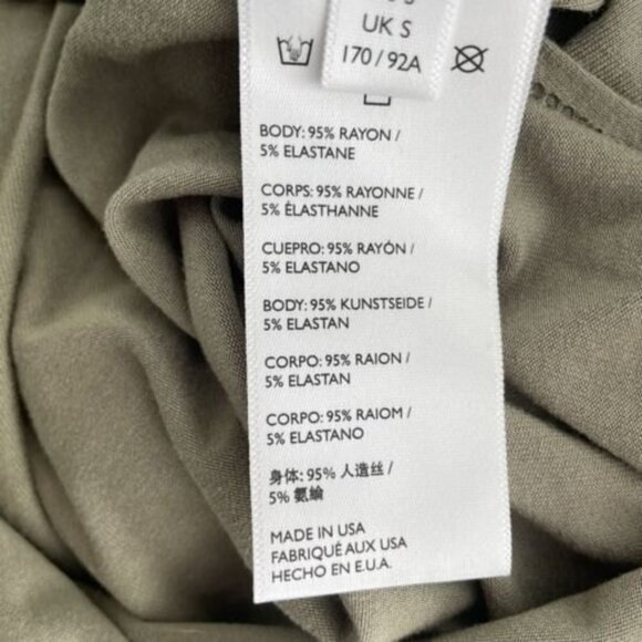 Free People Beach Long Sleeve Draped Side Open Leg Olive Green MIDI Dress Small  - Picture 9 of 9